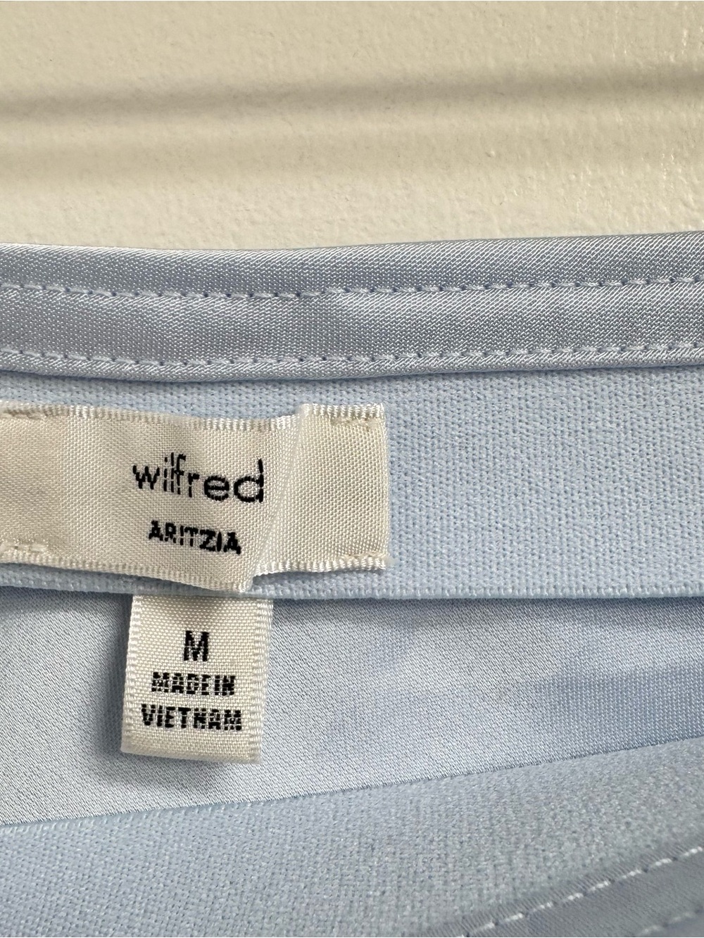 Aritzia Pale Blue Silk Mini Skirt with White Lace Trim - Picture 3 of 4